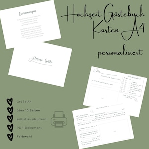 Gästebuch Hochzeit *personalisiert* Pdf-Vorlagen A4 Querformat