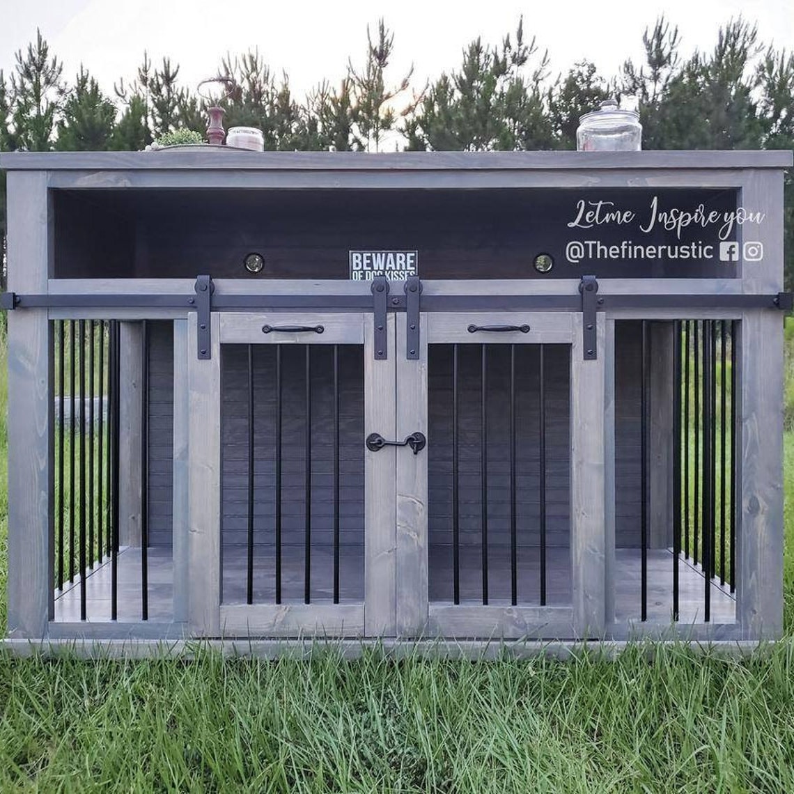 Dog Kennel TV Stand Farmhouse Double Dog Kennel Custom Dog Etsy