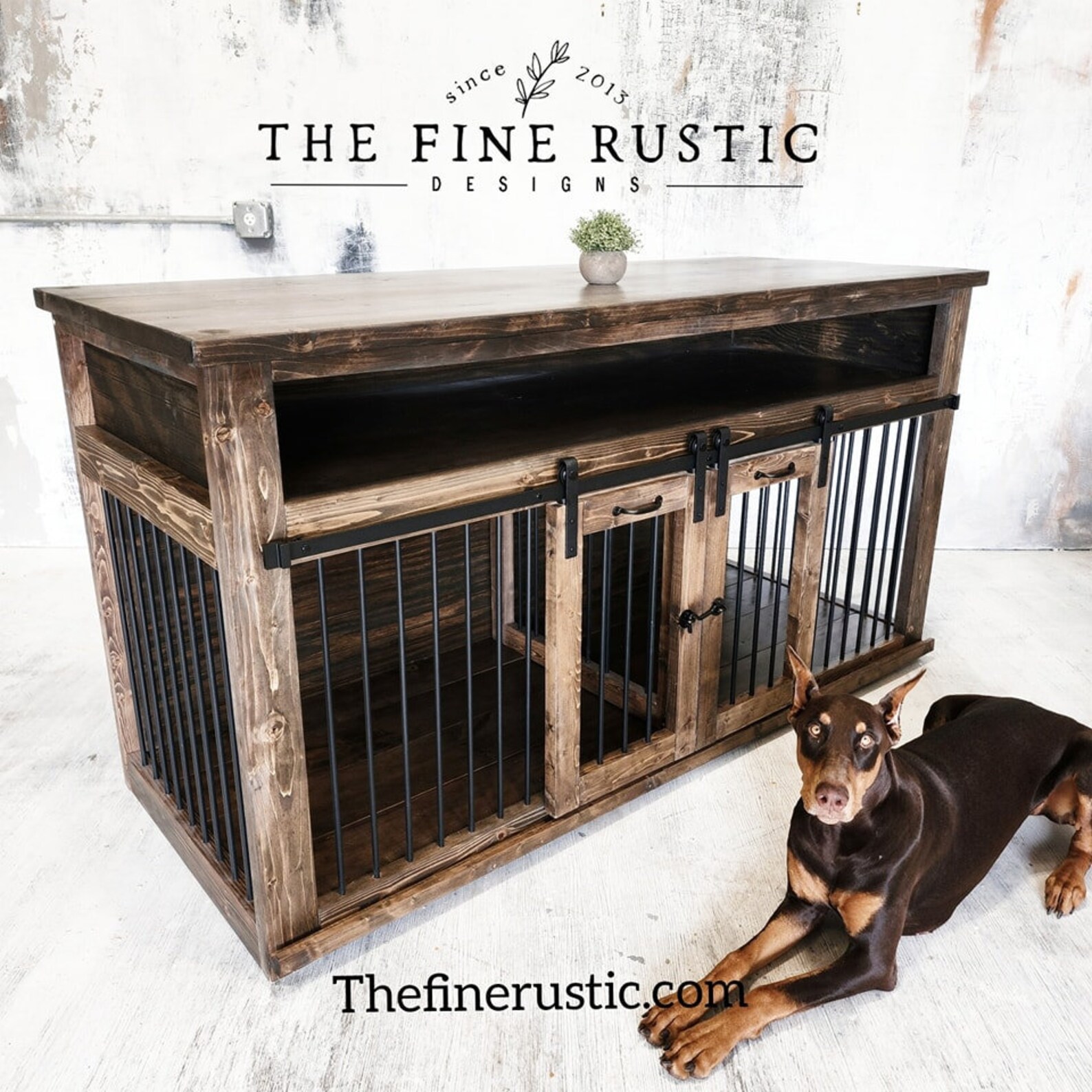 Dog Kennel TV Stand Farmhouse Double Dog Kennel Custom Dog Etsy