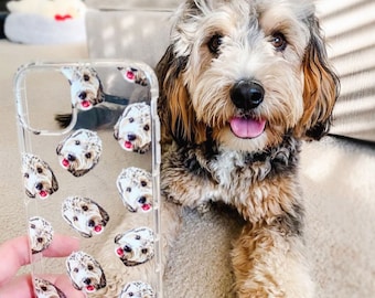 Custom Dog Phone, Dog portrait phone case, Personalized cat phone case, Dog Cat Head Protective Phone Case, Pet Phone Case, PF02