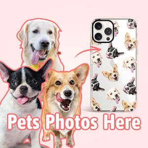 Coque de téléphone personnalisée pour iPhone à trois visages de chien, cadeaux personnalisés pour chien, cadeau commémoratif pour amoureux des chiens pour maman chien, cadeau pour papa et propriétaire de chien, PF02