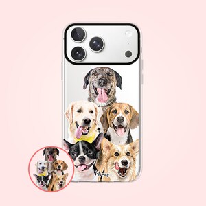 Custom 5 dogs iPhone phone case, Personalized dog gifts, Dog mom phone case, Dog dad and dog owner gift, Cell Phone Case for Boyfriend, PF03 image 1