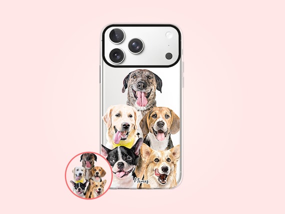 Custom 5 dogs iPhone phone case, Personalized dog gifts, Dog mom phone case, Dog dad and dog owner gift, Cell Phone Case for Boyfriend, PF03