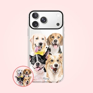 Custom 4 dogs iPhone phone case, Personalized dog gifts, Dog lover memorial gift for dog mom, Dog dad and dog owner gift, PF03 image 1