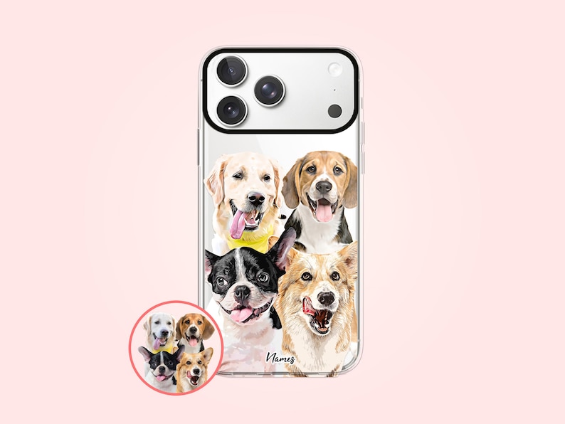 Custom 4 dogs iPhone phone case, Personalized dog gifts, Dog lover memorial gift for dog mom, Dog dad and dog owner gift, PF03 image 1