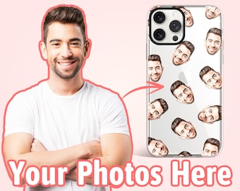 Custom face iPhone phone case, Personalized photo gifts, Custom photo phone case gift, Funny gift for him, PF02