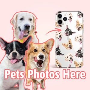 Custom three dog face iPhone phone case, Personalized dog gifts, Dog lover memorial gift for dog mom, Dog dad and dog owner gift