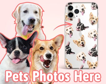 Custom three dog face iPhone phone case, Personalized dog gifts, Dog lover memorial gift for dog mom, Dog dad and dog owner gift