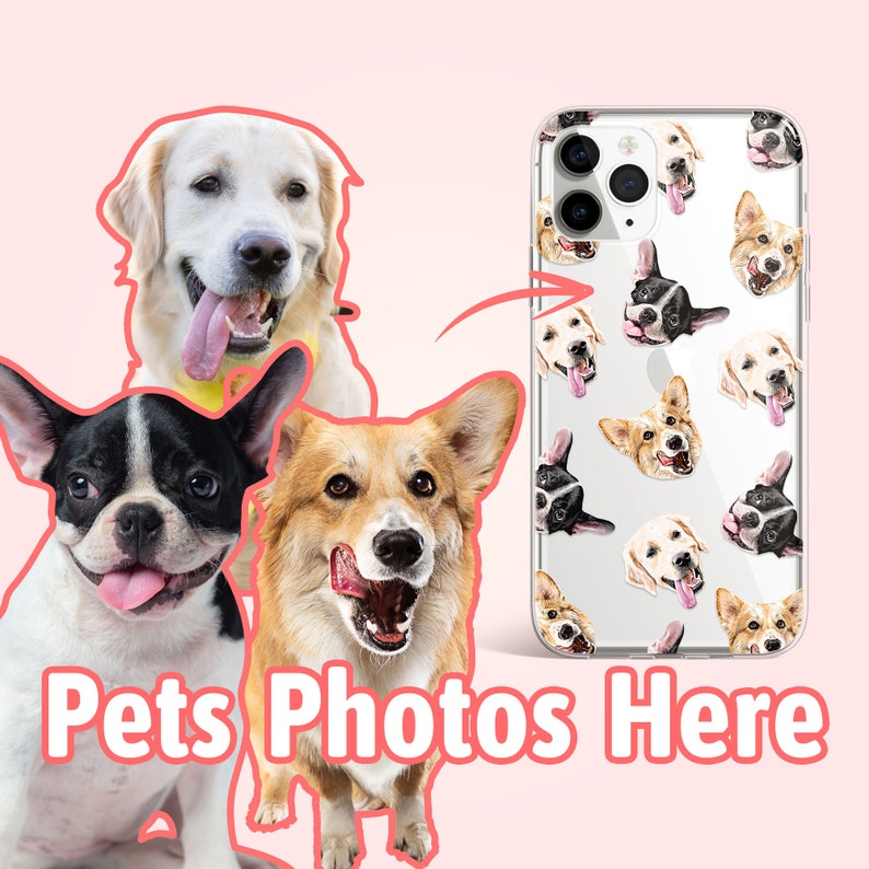 Custom three dog face iPhone phone case, Personalized dog gifts, Dog lover memorial gift for dog mom, Dog dad and dog owner gift 