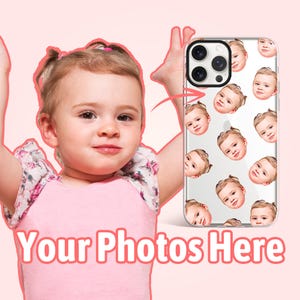 Coque de téléphone personnalisée pour iPhone avec visage d'enfant, cadeaux photo personnalisés, cadeau de coque de téléphone photo personnalisée, cadeau pour elle, PF02