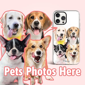 Personalisierte 4 Hunde iPhone Handyhülle, Personalisierte Hundegeschenke, Hundeliebhaber Gedenkgeschenk für Hundemama, Hundevater und Hundebesitzer Geschenk, PF03