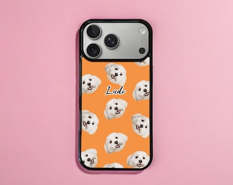 Coque iPhone personnalisée visages de chien, coque de téléphone personnalisée chien, cadeau d'anniversaire pour lui, coque de téléphone chien personnalisée pour elle, PF06