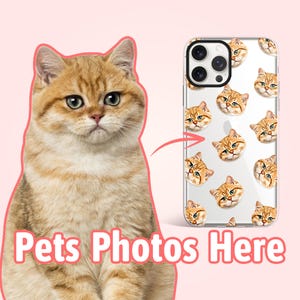 Coque personnalisée pour iPhone avec visage de chat, cadeaux personnalisés pour chat, cadeau commémoratif pour amoureux des chats pour maman chat, cadeau chat pour papa et propriétaire de chat, PF02