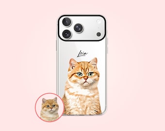 Custom cat iPhone phone case, Personalized cat gifts, Cat lover memorial gift for cat mom, Cat dad and cat owner gift, PF03