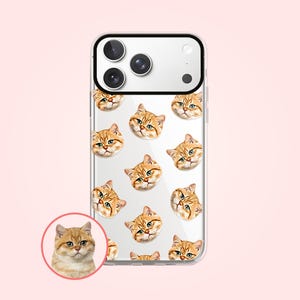 Custom cat face iPhone phone case, Cat gifts for women, Cat mom gifts, PF02