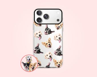 Custom three dog face iPhone phone case, Personalized dog gifts, Dog lover memorial gift for dog mom, Dog dad and dog owner gift, PF02