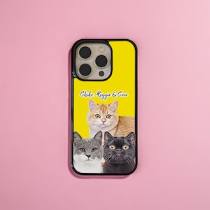 Personalized 3 Cats Phone Case, Custom Cat Mom Phone Case For Her, Pet iPhone case, Birthday Gift For Him, Cat Lovers Gift, PF07