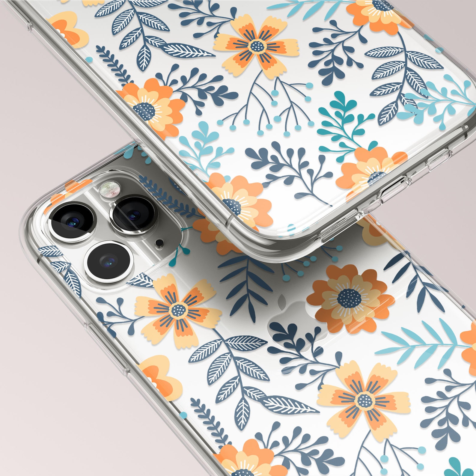 IPhone aesthetic phone case Flower phone case Orange Floral Etsy