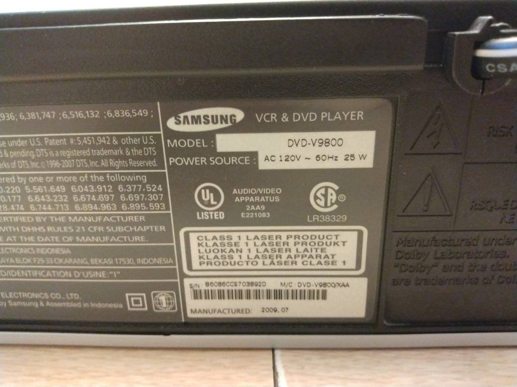 Samsung DVDV9800 DVD Player VCR Combo With Remote Control Etsy