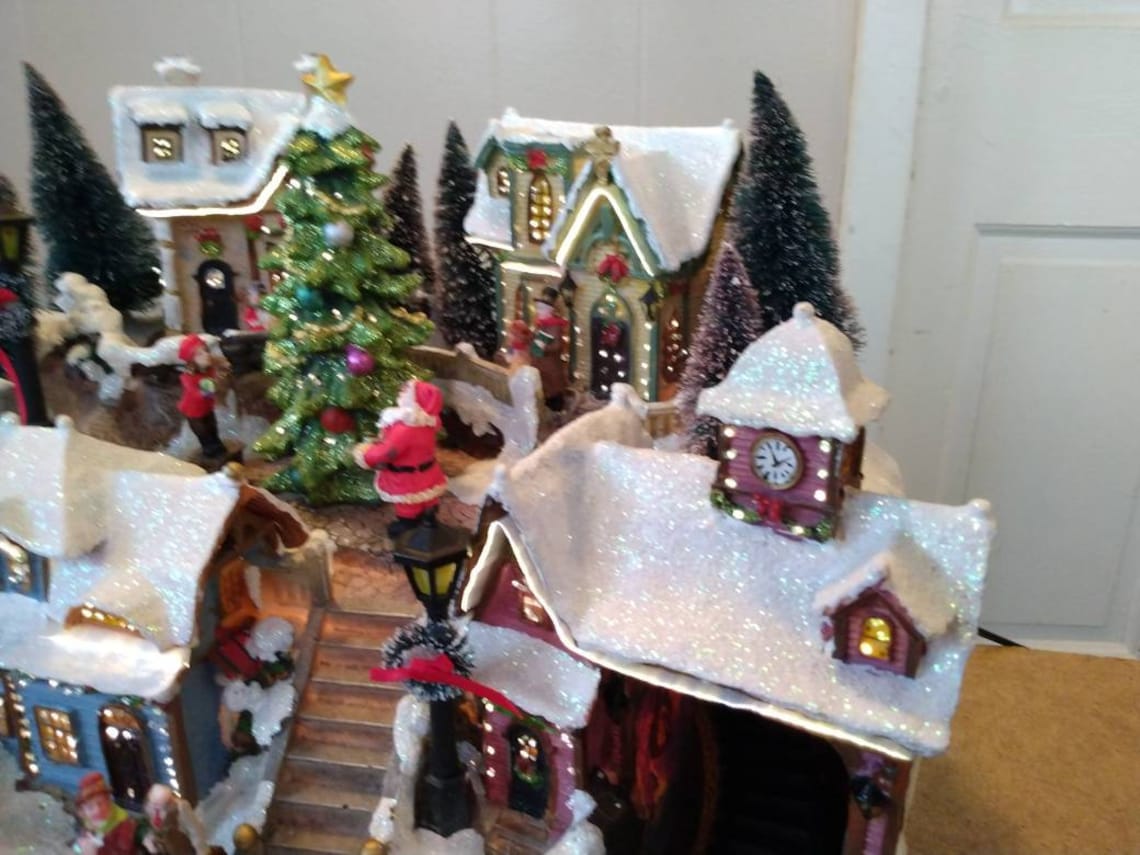 Fiber Optic Village With Adapter Etsy