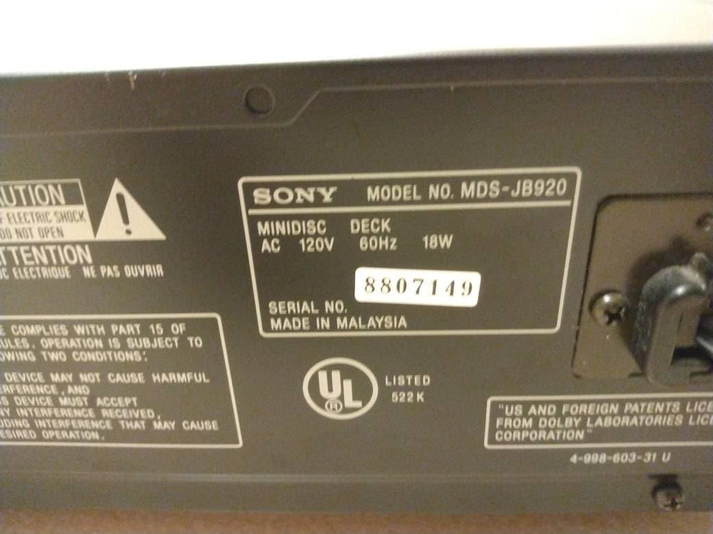 Sony MDS JB920 Minidisc Deck Player No Remote Control - Etsy Sony MDS JB920 Minidisc Deck Player No Remote Control - Etsy