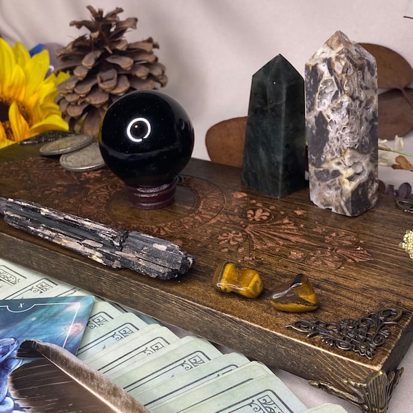 Altar Board, Witchcraft,  Ritual Table, Altar Offering Table, Crystal Holder, Meditation, Metaphysical Board, Dark, Vintage