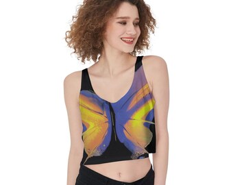 Lila Schmetterling Crop-Tank Top