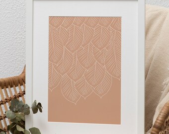 Arte mural botánico, decoración floral, láminas de arte veraniego, dibujo lineal, estilo bohemio, impresión de arte lineal, impresión de arte moderno neutro, decoración del hogar