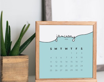 Tarjetas de mini calendario 2026 de 4 x 4, 3 x 3, 2 x 2 pulgadas, imprimibles, colores pastel, domingo, lunes, tarjetas de planificación de diario, archivos JPEG y PDF.