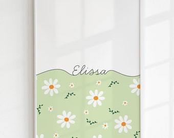 Letrero con nombre personalizado para pared de guardería, para imprimir, para recién nacidos, niña, regalo personalizado para baby shower, letrero con nombre, decoración para dormitorio infantil, color crema lima