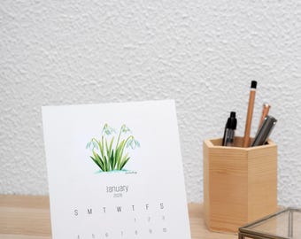 Calendario botánico de flores 2026 de 5x7 para imprimir, tarjetas de inicio de lunes a domingo con flores, PDF para imprimir en casa
