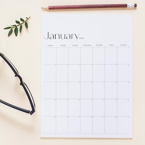 2026 Calendar Monthly Simple Printable Calendar A4 US Letter Minimal Desk Calendar Mon Sunday Start Year Calendar Template Instant Download