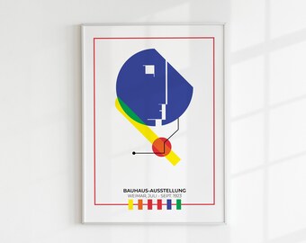 Láminas de arte estilo Bauhaus, arte mural imprimible, arte moderno contemporáneo, descarga digital, lienzo abstracto geométrico, arte mural para exposiciones