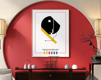 Láminas de arte estilo Bauhaus, arte mural imprimible, arte moderno contemporáneo, descarga digital, lienzo abstracto geométrico, arte mural para exposiciones