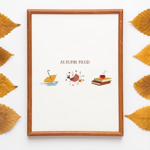 Autumn Mood, Falling Leaves Fall Print, Autumn Wall Art, Fall Quote Poster, Minimalist Fall Decor, Seasonal Autumn Home Decor, Fall Poster