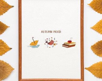 Estado de ánimo otoñal, Impresión de hojas que caen, Arte mural otoñal, Póster con frase otoñal, Decoración minimalista otoñal, Decoración otoñal para el hogar, Póster otoñal
