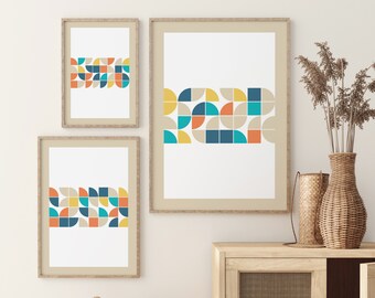 Láminas de arte estilo Bauhaus, arte mural imprimible, arte moderno neutro, descarga digital, abstracto geométrico, arte mural de exposición, arte mural digital