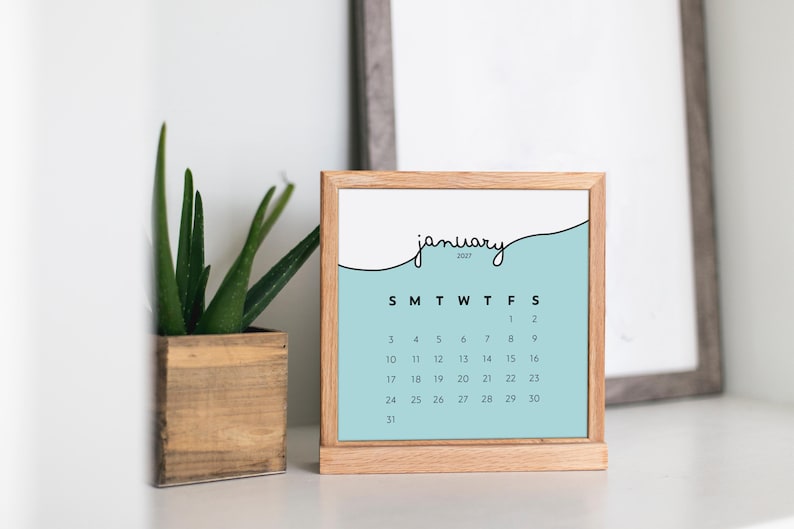 2027 Mini Calendar Cards 4x4 3x3 2x2 Inch Printable Mini Calendar Pastel Colors Sunday Monday Start Journaling Planner Cards Jpeg PDF files