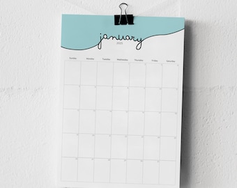 Calendario imprimible colorido de 2026, tamaño carta A4 (EE. UU.), lunes, domingo, planificador mensual, color pastel, para escritorio y pared, calendario minimalista, jpeg, PDF