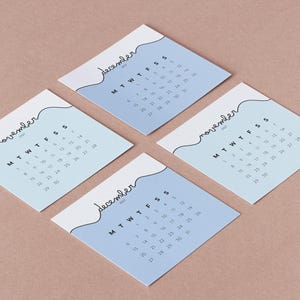 2027 Mini Calendar Cards 4x4 3x3 2x2 Inch Printable Mini Calendar Pastel Colors Sunday Monday Start Journaling Planner Cards Jpeg PDF files