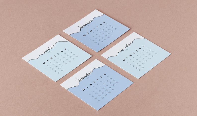 2027 Mini Calendar Cards 4x4 3x3 2x2 Inch Printable Mini Calendar Pastel Colors Sunday Monday Start Journaling Planner Cards Jpeg PDF files