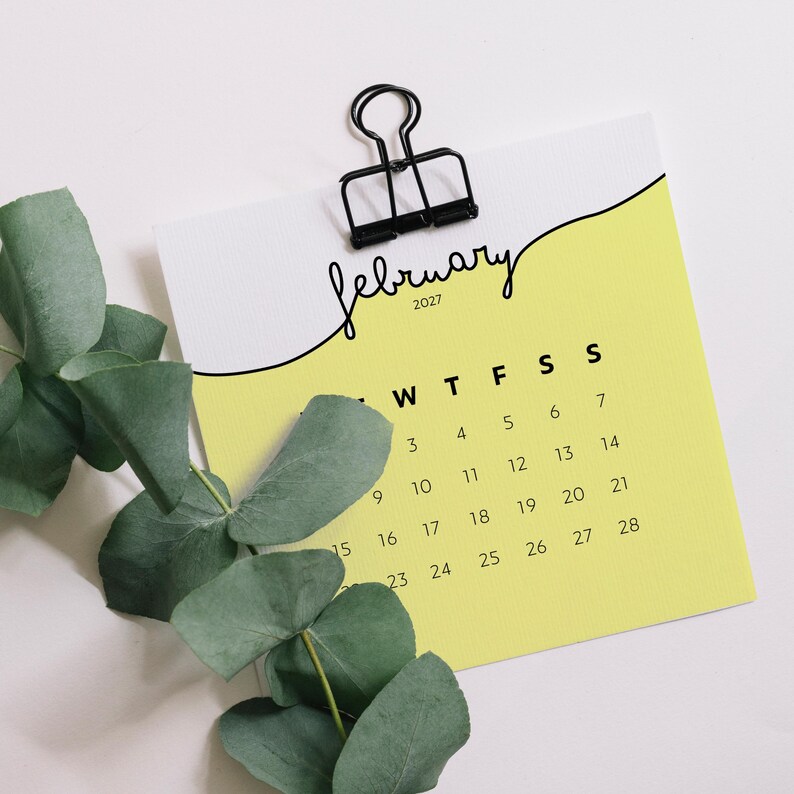 2027 Mini Calendar Cards 4x4 3x3 2x2 Inch Printable Mini Calendar Pastel Colors Sunday Monday Start Journaling Planner Cards Jpeg PDF files