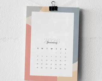 Calendario mini 2026 de 5 x 7 pulgadas, tarjetas de calendario imprimibles, lunes, domingo, inicio mensual, color pastel, calendario de pared de escritorio, tarjetas de planificación de diario