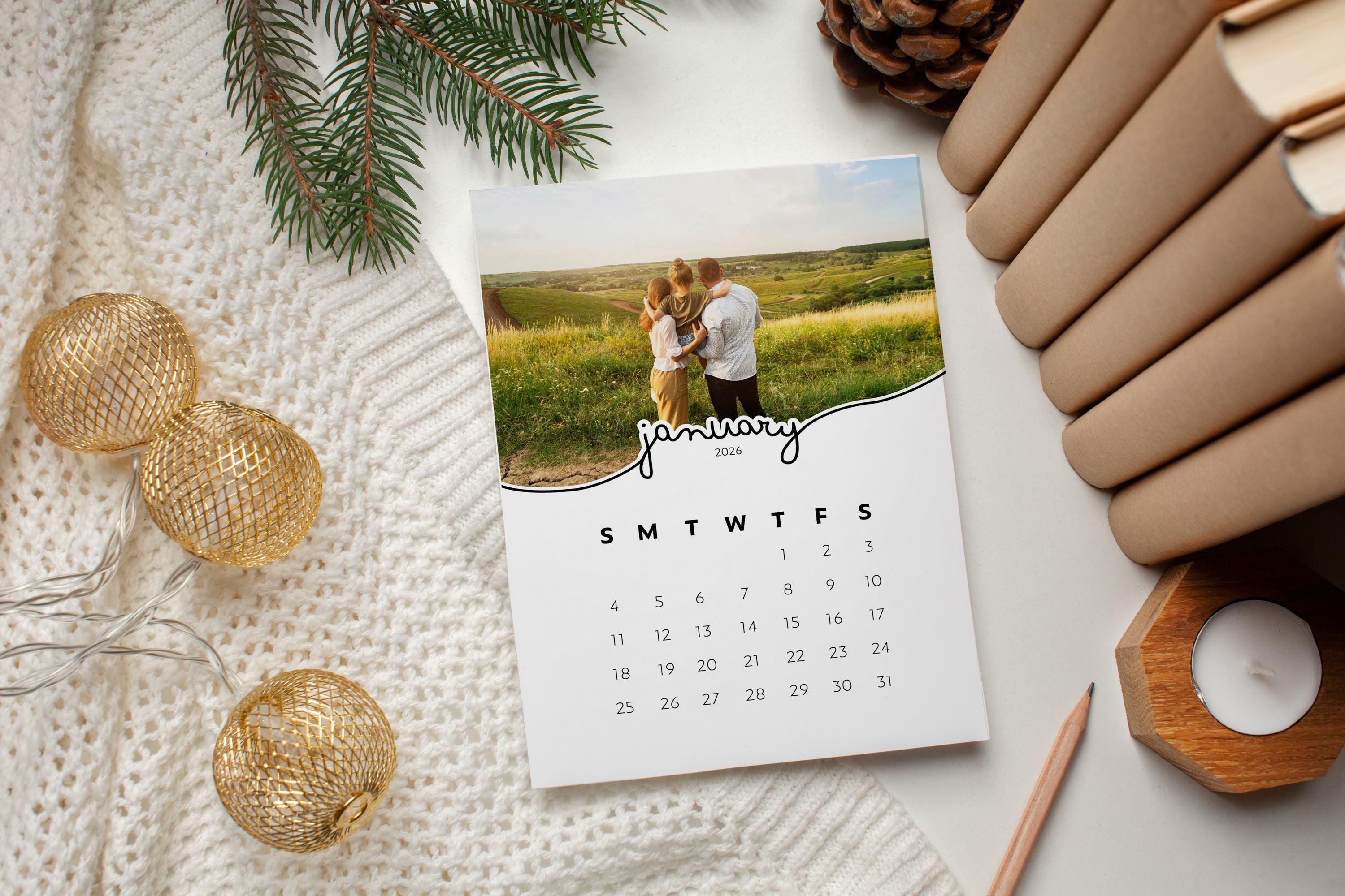 2026 Canva Calendar Editable Photo Calendar Template 2026 5x7 Inch Desk ...