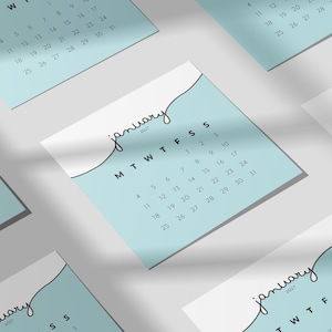 2027 Mini Calendar Cards 4x4 3x3 2x2 Inch Printable Mini Calendar Pastel Colors Sunday Monday Start Journaling Planner Cards Jpeg PDF files