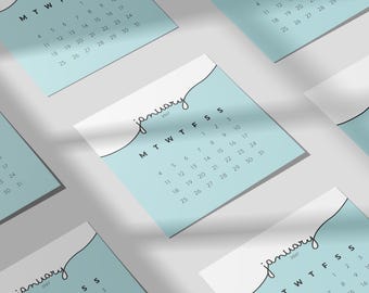 2027 Mini Calendar Cards 4x4 3x3 2x2 Inch Pastel Colors Sunday Monday Start Printable Jpeg PDF files