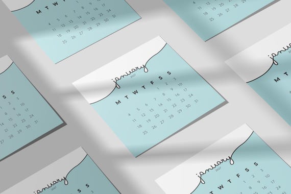 2027 Mini Calendar Cards 4x4 3x3 2x2 Inch Pastel Colors Sunday Monday Start Printable Jpeg PDF files