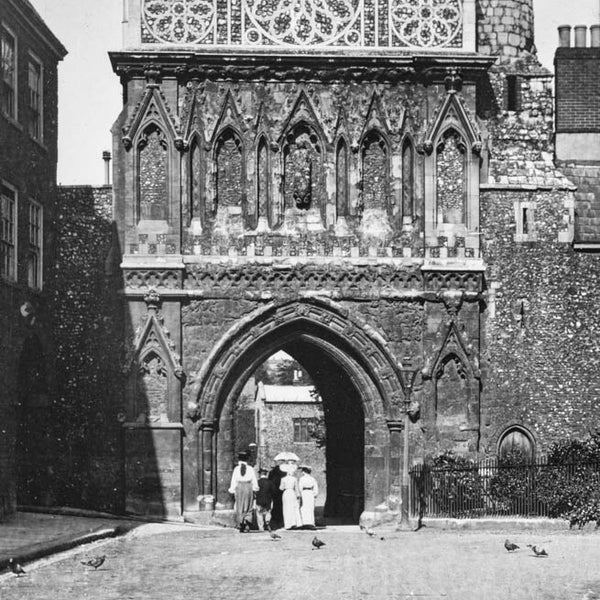 Norwich, St Ethelbert's Gate - Vintage Old Glass Magic Lantern Slide - c1895