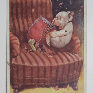 Ne jamais enterrer un vieil os dans une vieille chaise - BONZO - carte postale vintage originale George Studdy (AM)