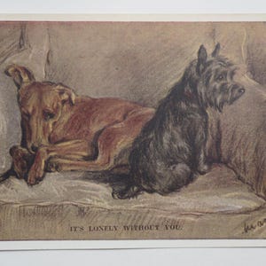 Lucy Dawson « Mac » - « It's Lonely Without You » - carte postale originale de la Saint-Valentin des années 30 (AJ)